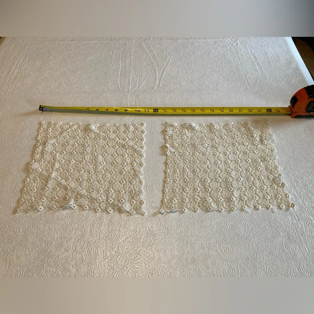 Vintage Crochet Lace Square Panels in Cream 10” x 9 1/2”
